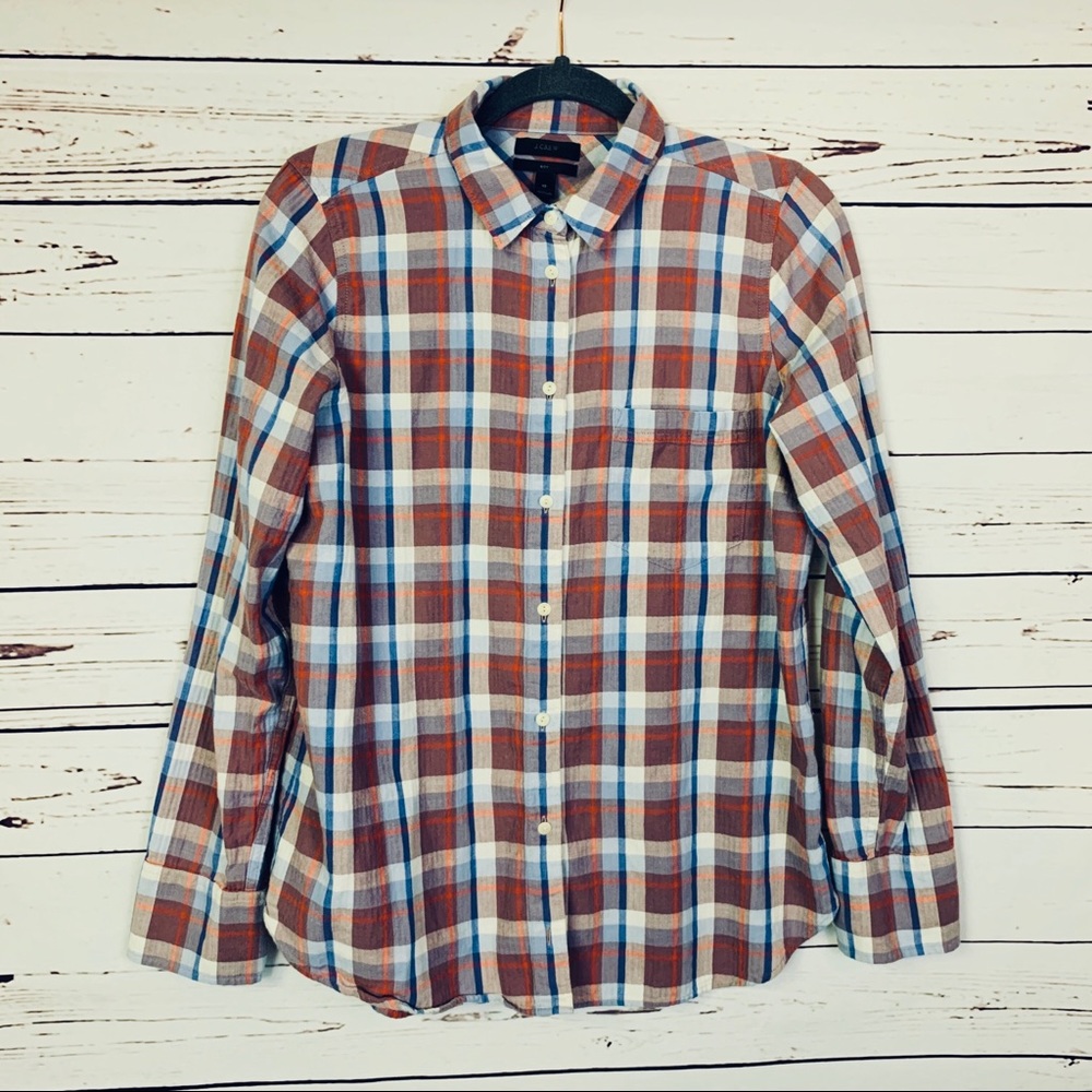 J Crew Collection Lightweight Plaid Button Down